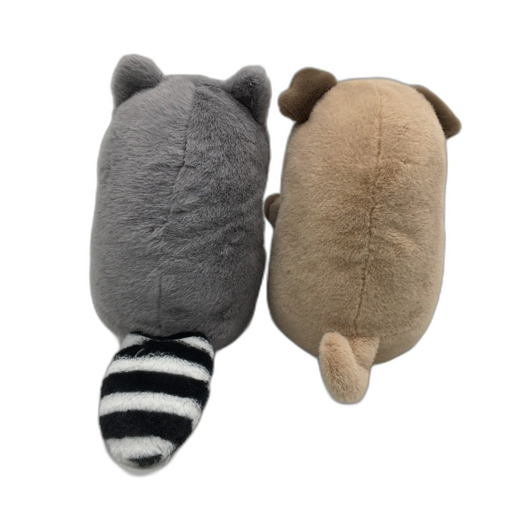 Racoon & Pug 2 Pack Super Soft Fluffy Animal Dog Plush Toys Plushies NEW