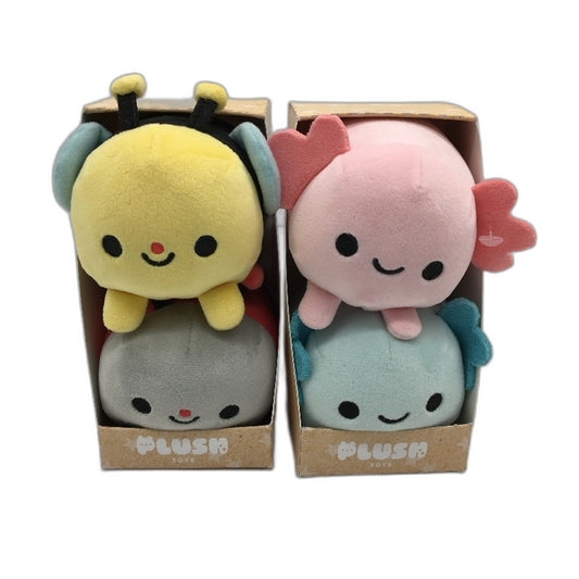 Mini Plush Toys 2x 2 Pack Bundle Axolotl Bee Ladybug Magnetic Palm Pals NEW