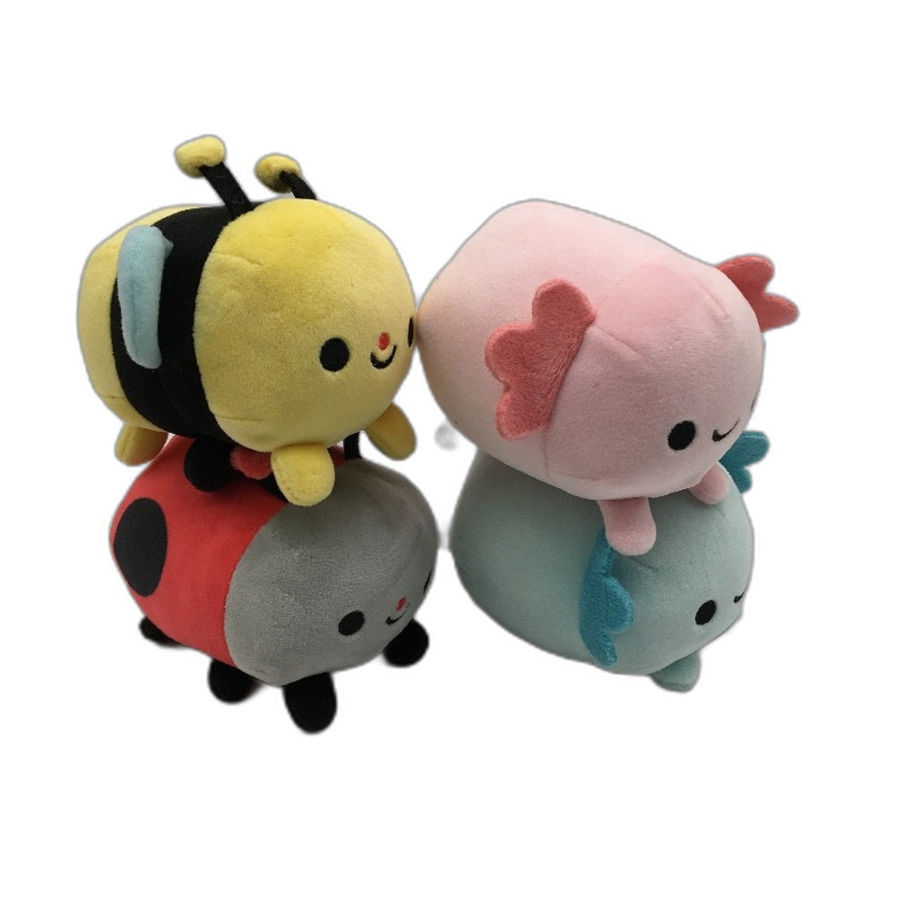 Mini Plush Toys 2x 2 Pack Bundle Axolotl Bee Ladybug Magnetic Palm Pals NEW