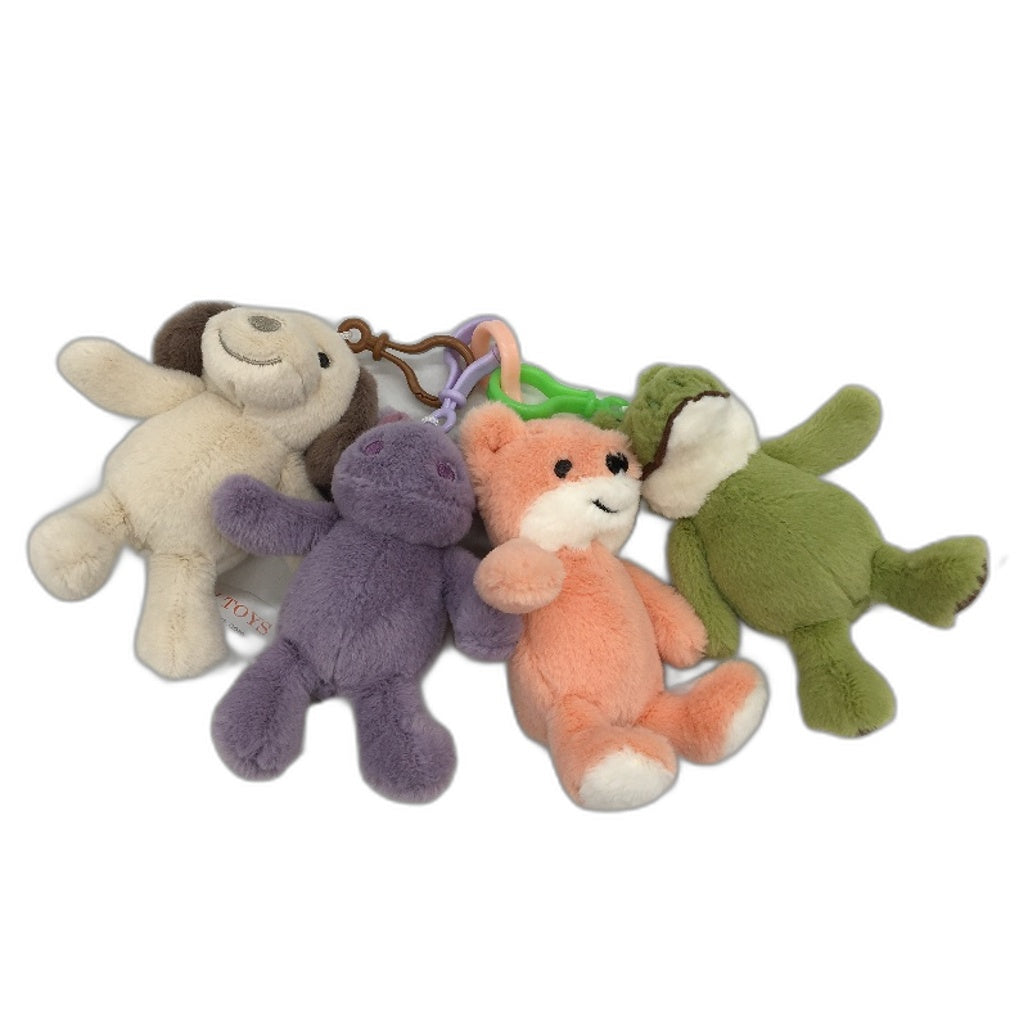 4 Pack Bundle Soft Fluffy Mini Animal Plush Toys Key Chains Bag Tag NEW