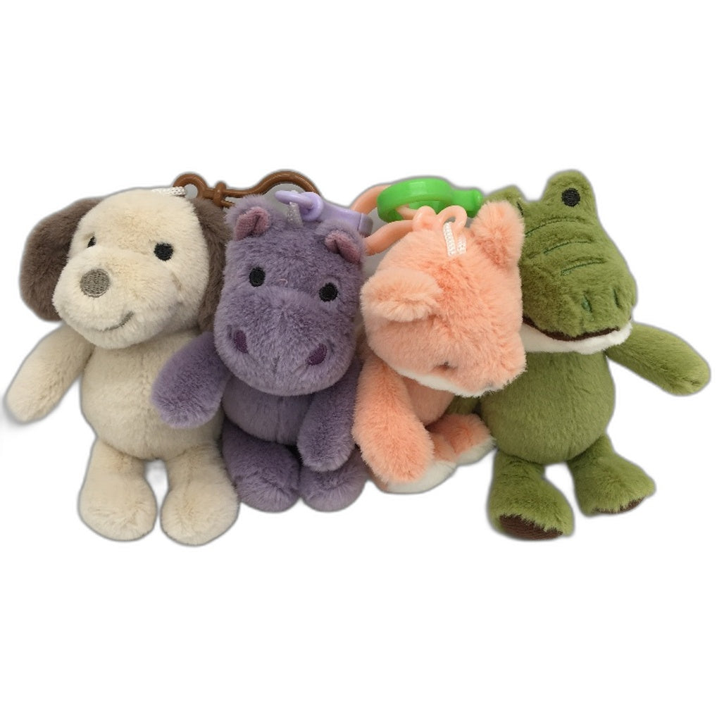 4 Pack Bundle Soft Fluffy Mini Animal Plush Toys Key Chains Bag Tag NEW