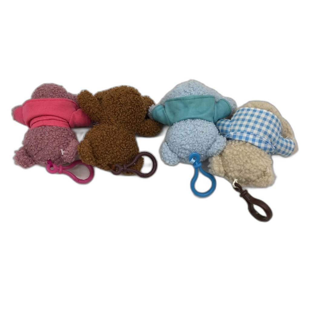 4 Pack Bundle Soft Fluffy Mini Teddy Bears Plush Toys Key Chains Bag Tag NEW