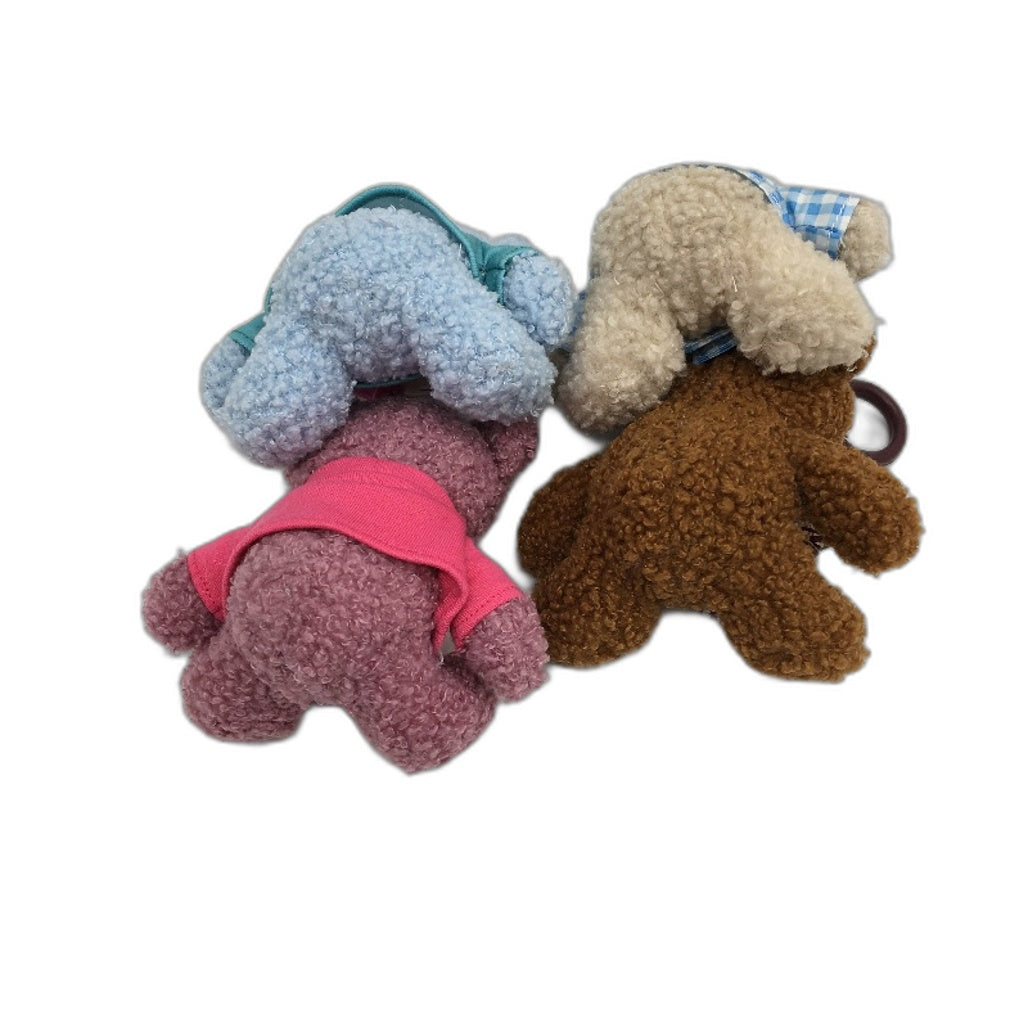 4 Pack Bundle Soft Fluffy Mini Teddy Bears Plush Toys Key Chains Bag Tag NEW
