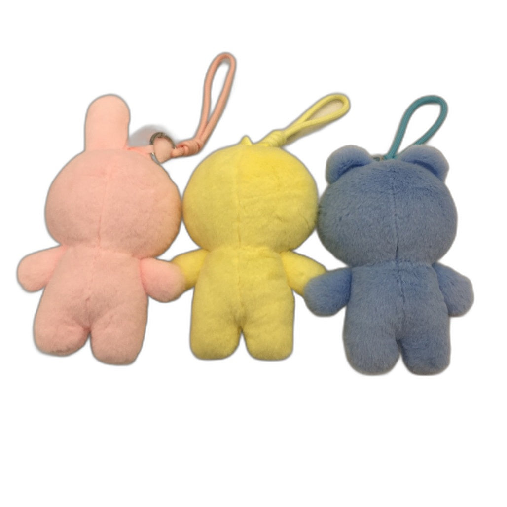 3 Pack Bundle Mini Girl In Cute Costume Plush Toy Key Chain Pink/Yellow/Blue NEW