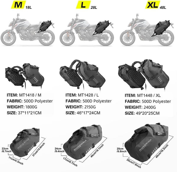 Rhinowalk MT1448 Waterproof Motorcycle Saddle Bags 48L Black Online AU DEMO