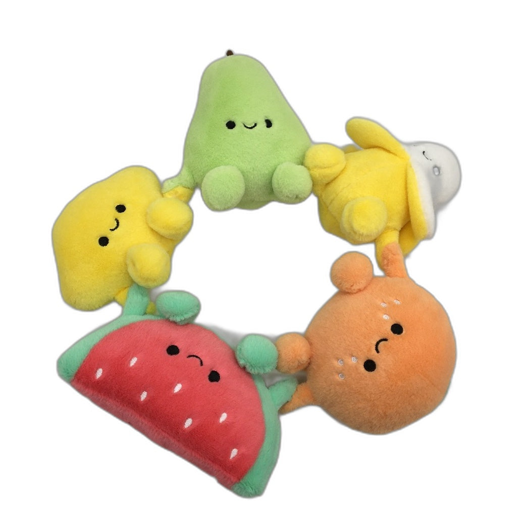 Mini Smiling Fruit 5 Pack Bundle Soft Plush Toys With Magnetic Hands NEW