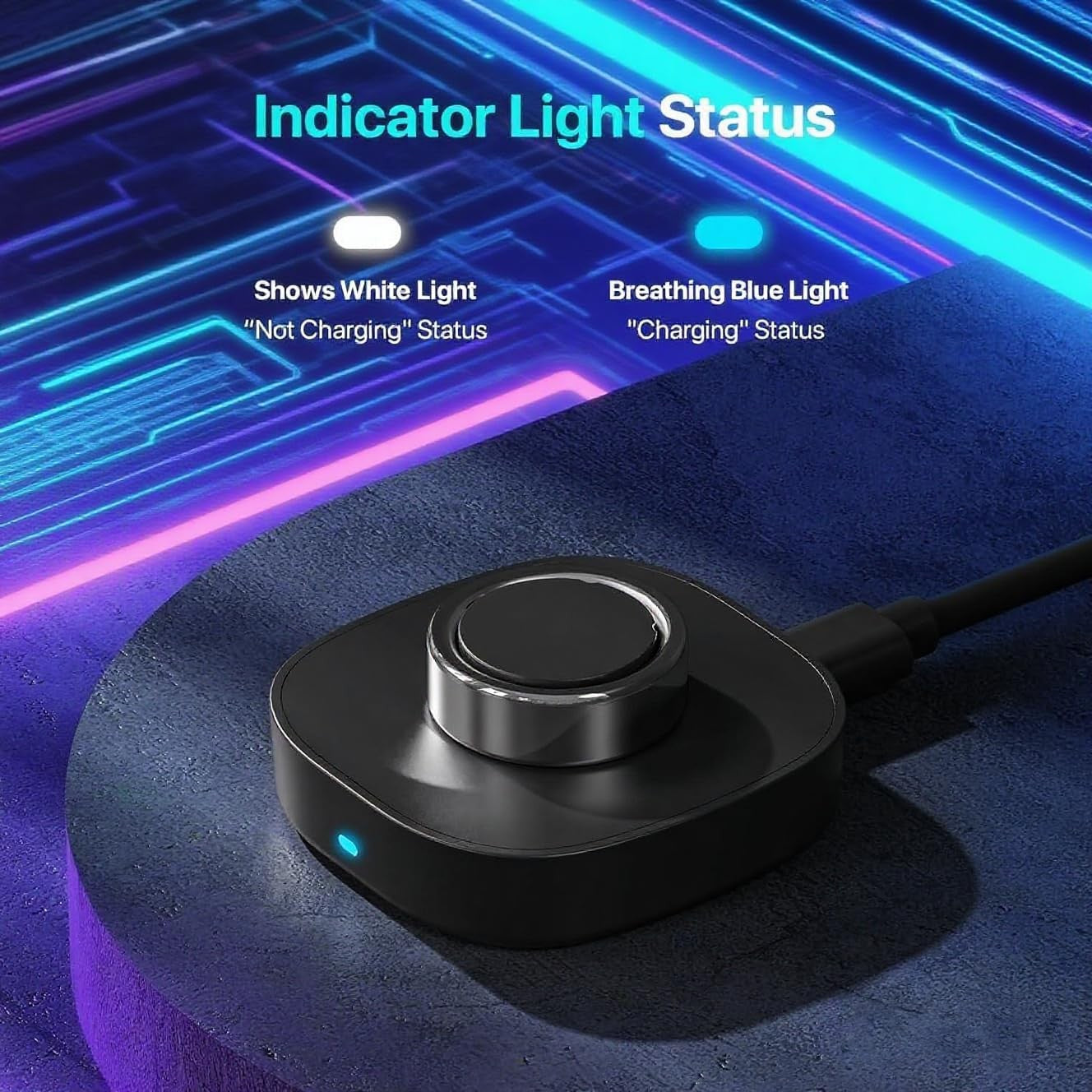 Musotica Ring Charger Size 10 Black Fast Charging Dock with USB-C Cable...