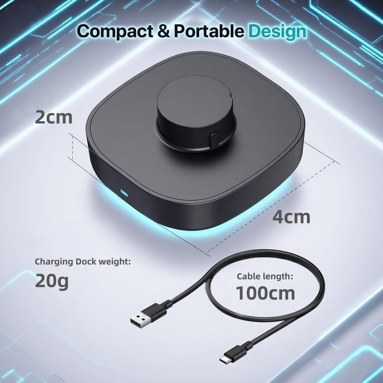 Musotica Ring Charger Size 10 Black Fast Charging Dock with USB-C Cable...