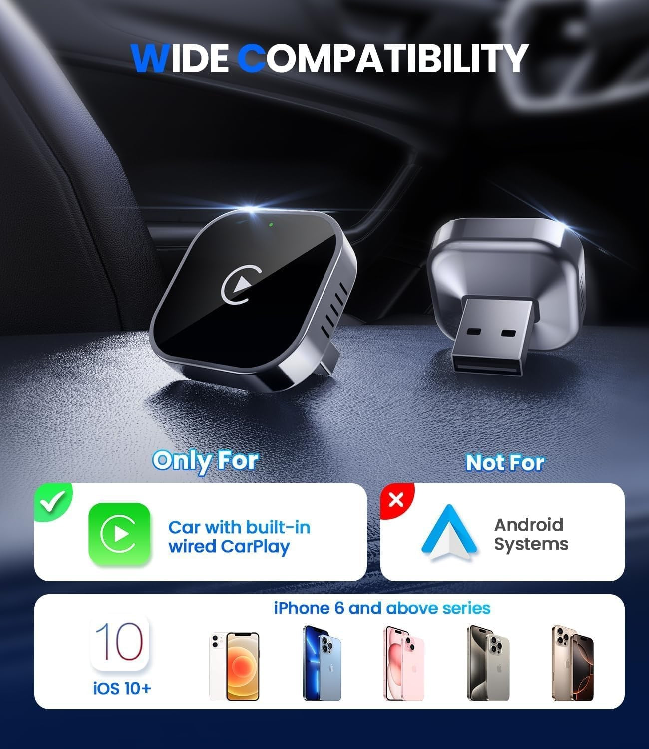 Teeran CP 21 Wireless CarPlay Adapter for iPhone with Mini USB Design