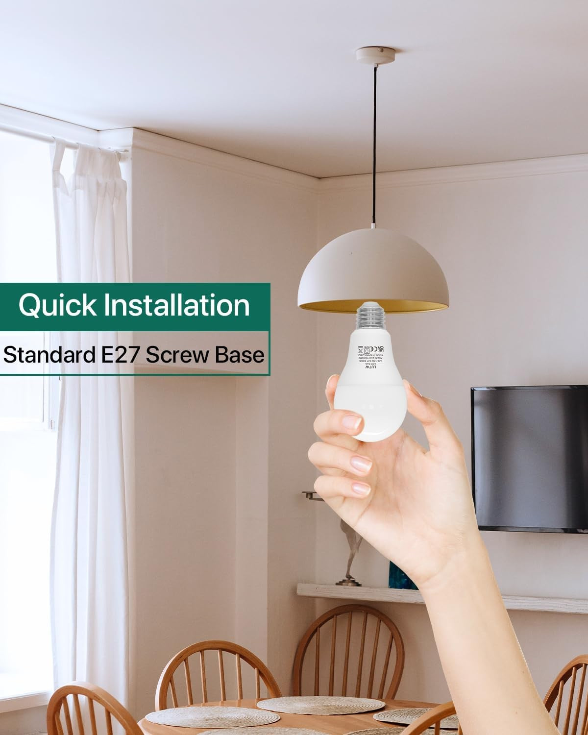 LUTW A60-12W Warm White 3000K LED Light Bulbs Pack of 3 for Home