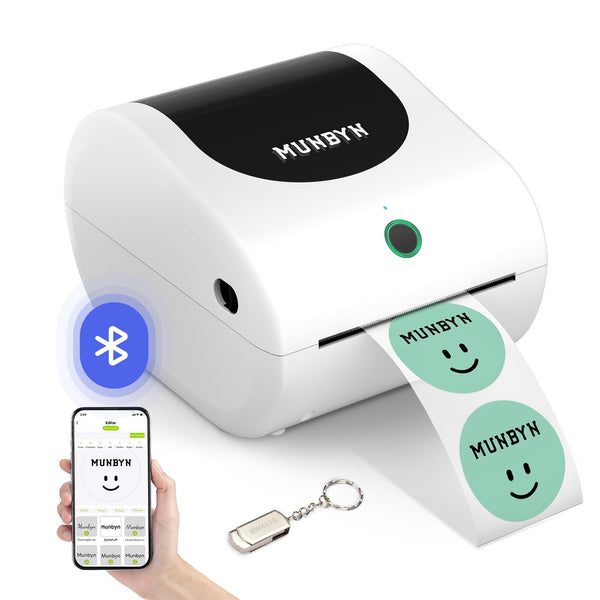 MUNBYN RW411B-WH Bluetooth Thermal Shipping Label Printer for Small Business