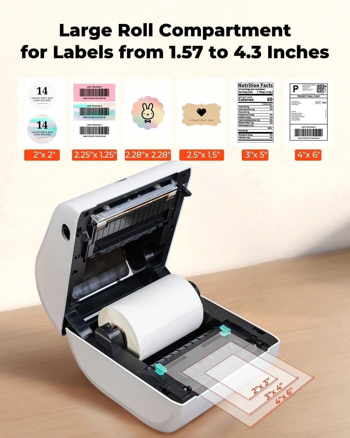 MUNBYN RW411B-WH Bluetooth Thermal Shipping Label Printer for Small Business