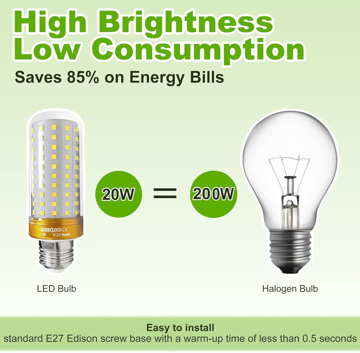 ROSY CLOUD E27 LED Bulb Cool White 20W Equivalent Non-Dimmable