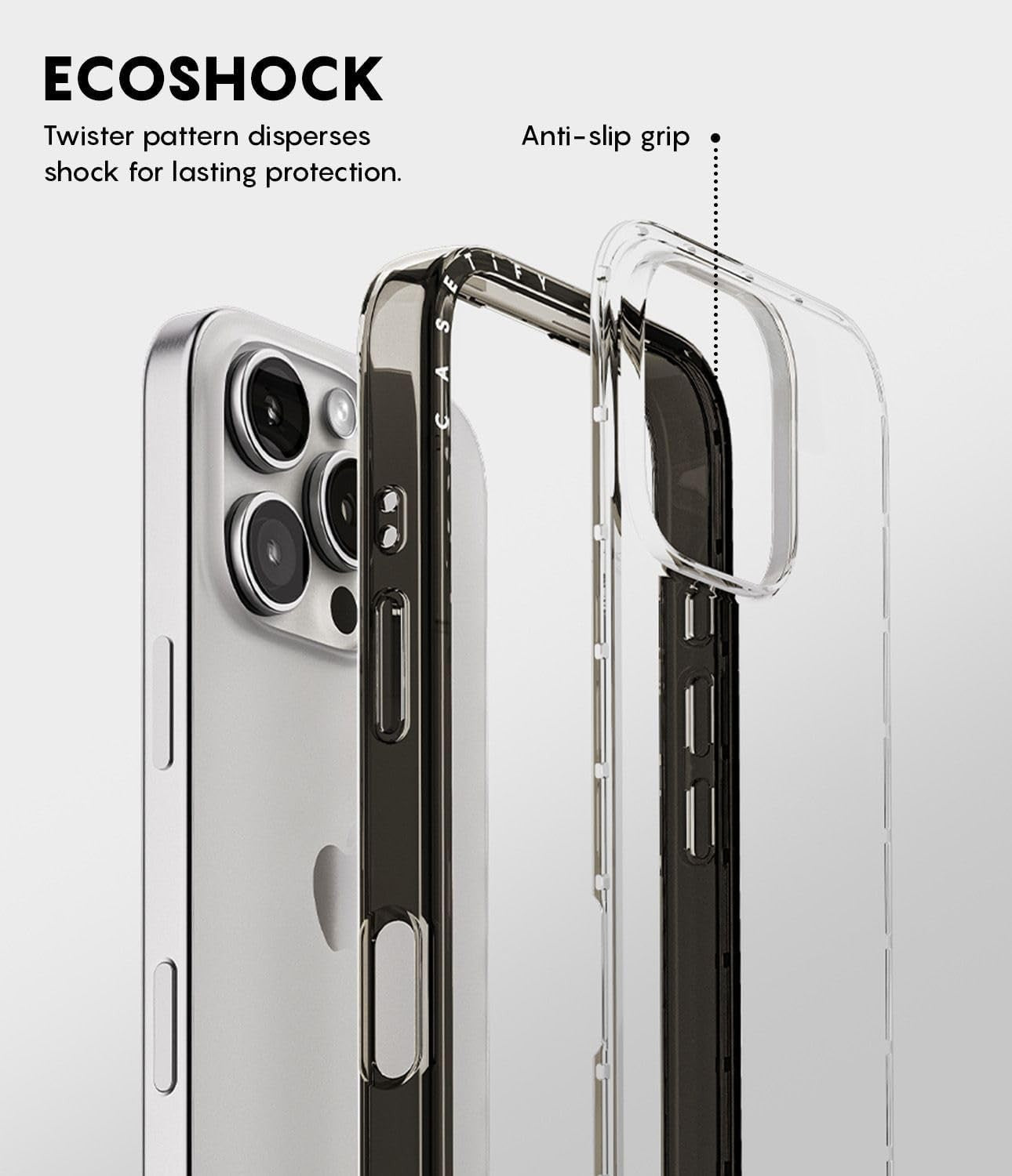 CASETiFY Compact iPhone 16 Case with Military Grade Protection - Clear Black