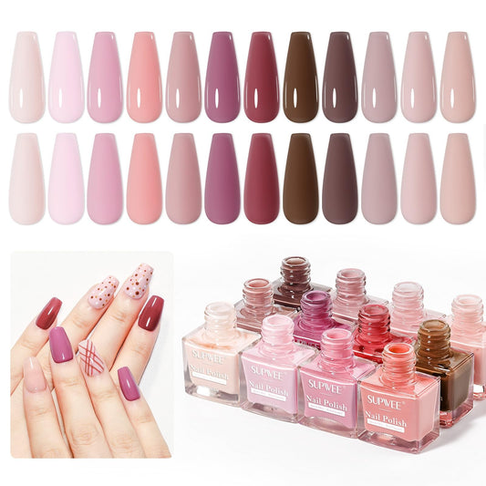 SUPWEE 12 Color Quick Dry Nail Polish Set for Easy Home Manicure Art