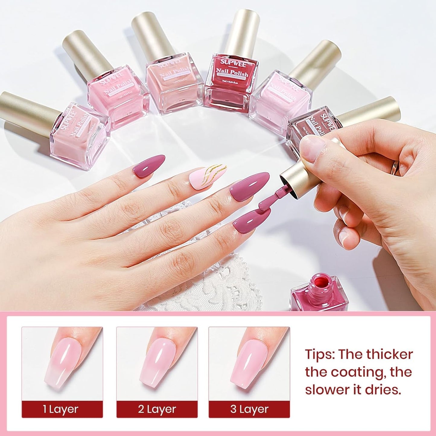 SUPWEE 12 Color Quick Dry Nail Polish Set for Easy Home Manicure Art