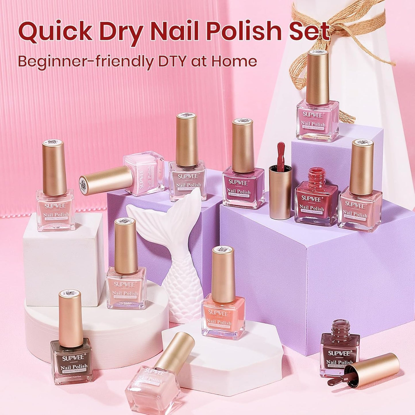 SUPWEE 12 Color Quick Dry Nail Polish Set for Easy Home Manicure Art