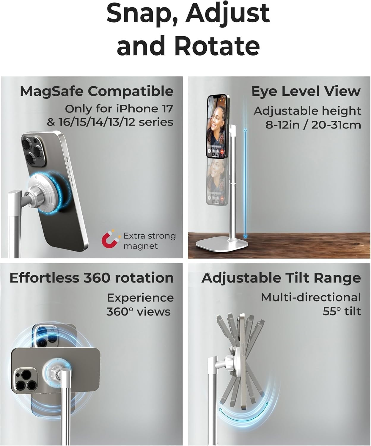 COOPER MagStand iPhone Desk Stand for Video Recording Compatible with MagSafe