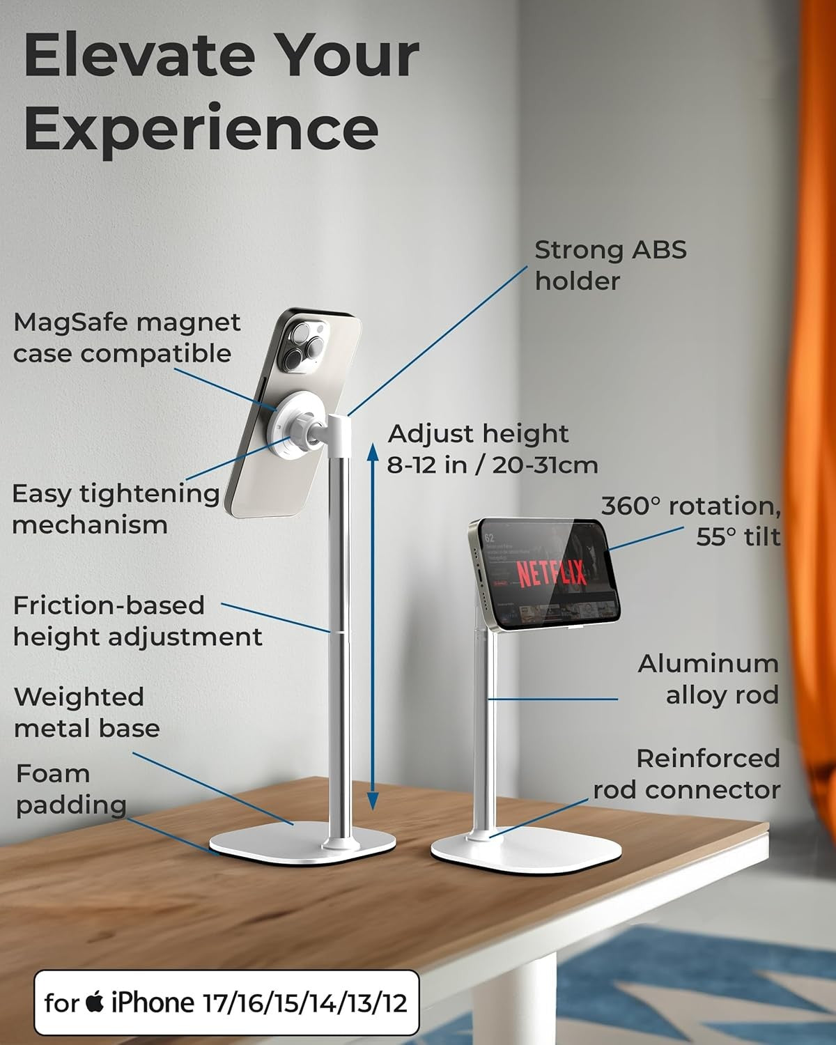 COOPER MagStand iPhone Desk Stand for Video Recording Compatible with MagSafe