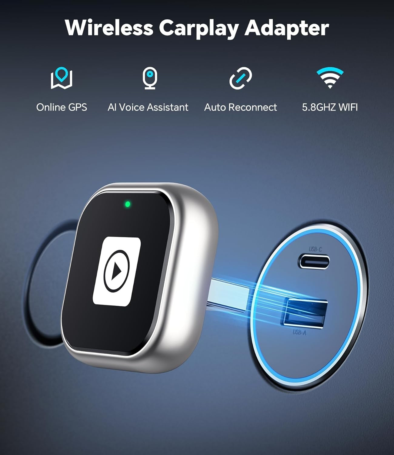 ENOMIR A10 Mini Wireless CarPlay Adapter for iPhone & Android Auto