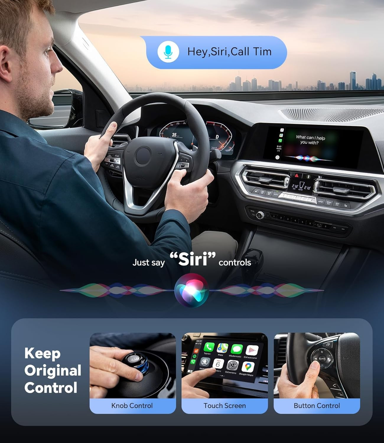 ENOMIR A10 Mini Wireless CarPlay Adapter for iPhone & Android Auto