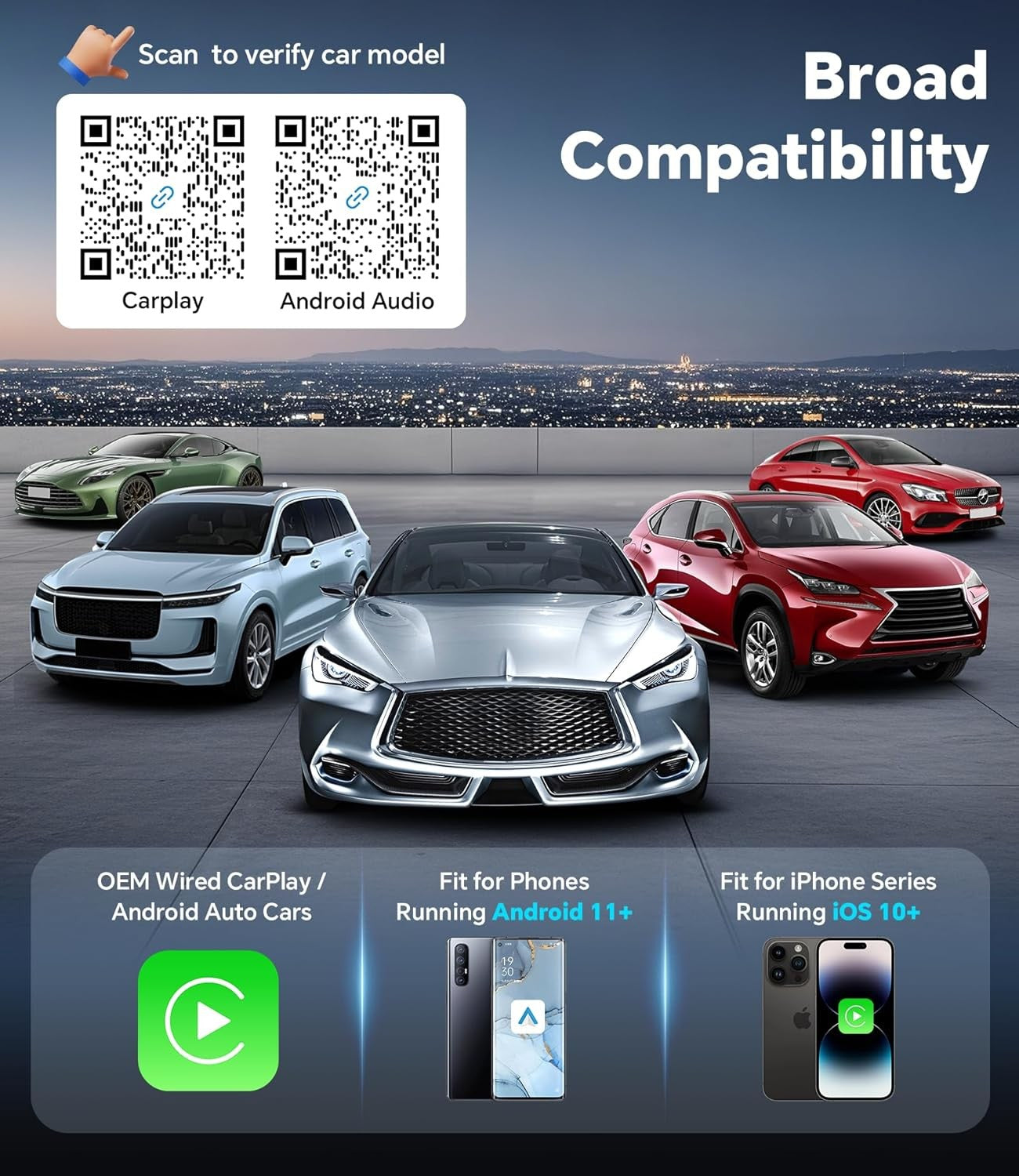 ENOMIR A10 Mini Wireless CarPlay Adapter for iPhone & Android Auto