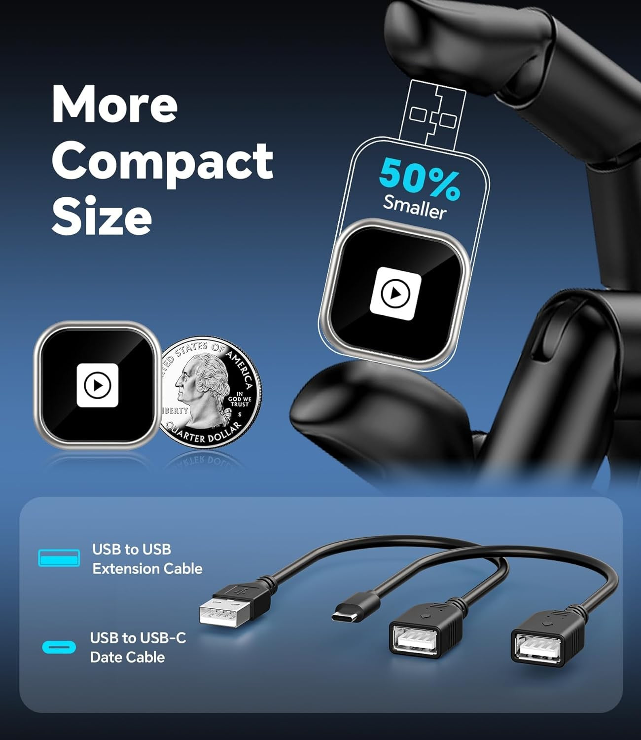 ENOMIR A10 Mini Wireless CarPlay Adapter for iPhone & Android Auto