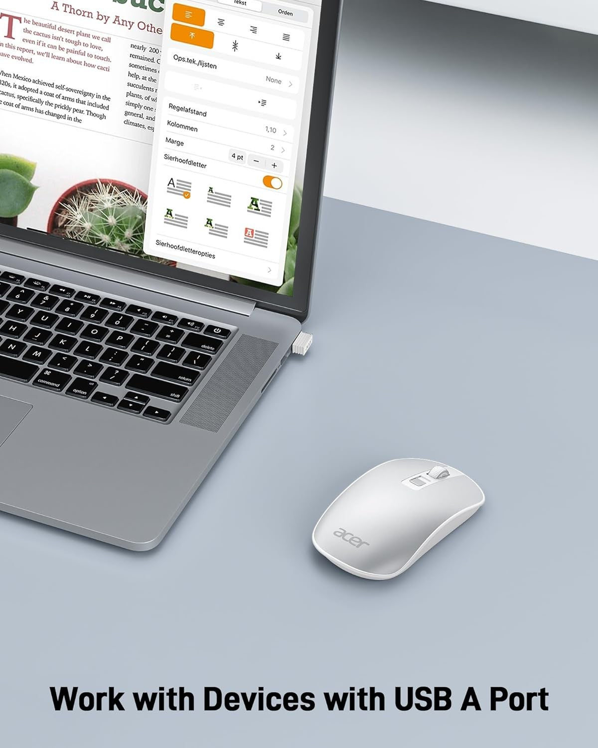 Acer Wireless USB Mouse with 1600 DPI Adjustable Sensitivity for PC