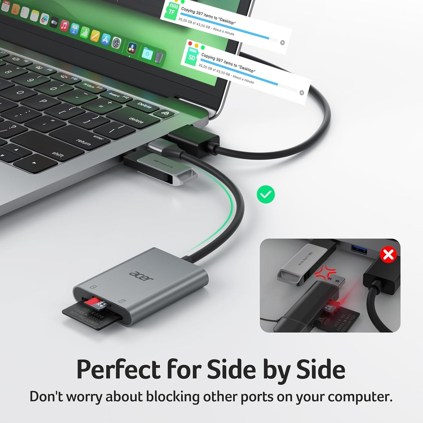 Acer ODK550 USB 3.0 SD Card Reader with Cord for Windows PC