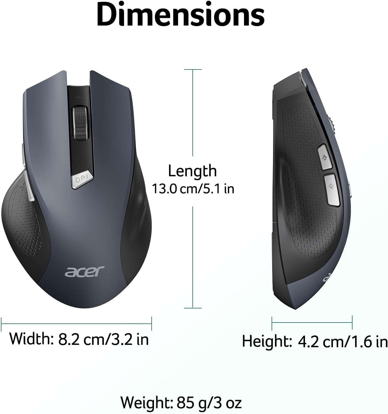 Acer OMR266 Wireless Ergonomic Mouse with 6 Buttons and 1600 DPI
