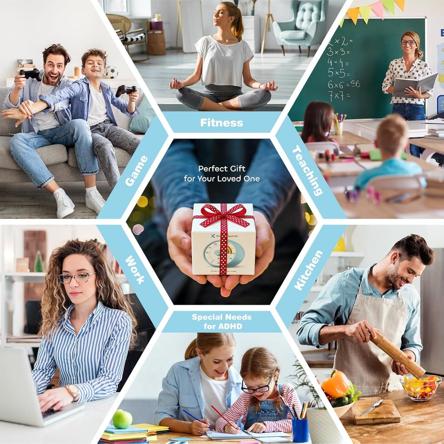 Kiecky Squirrel Visual Timer for Kids 60-Minute Countdown Purple