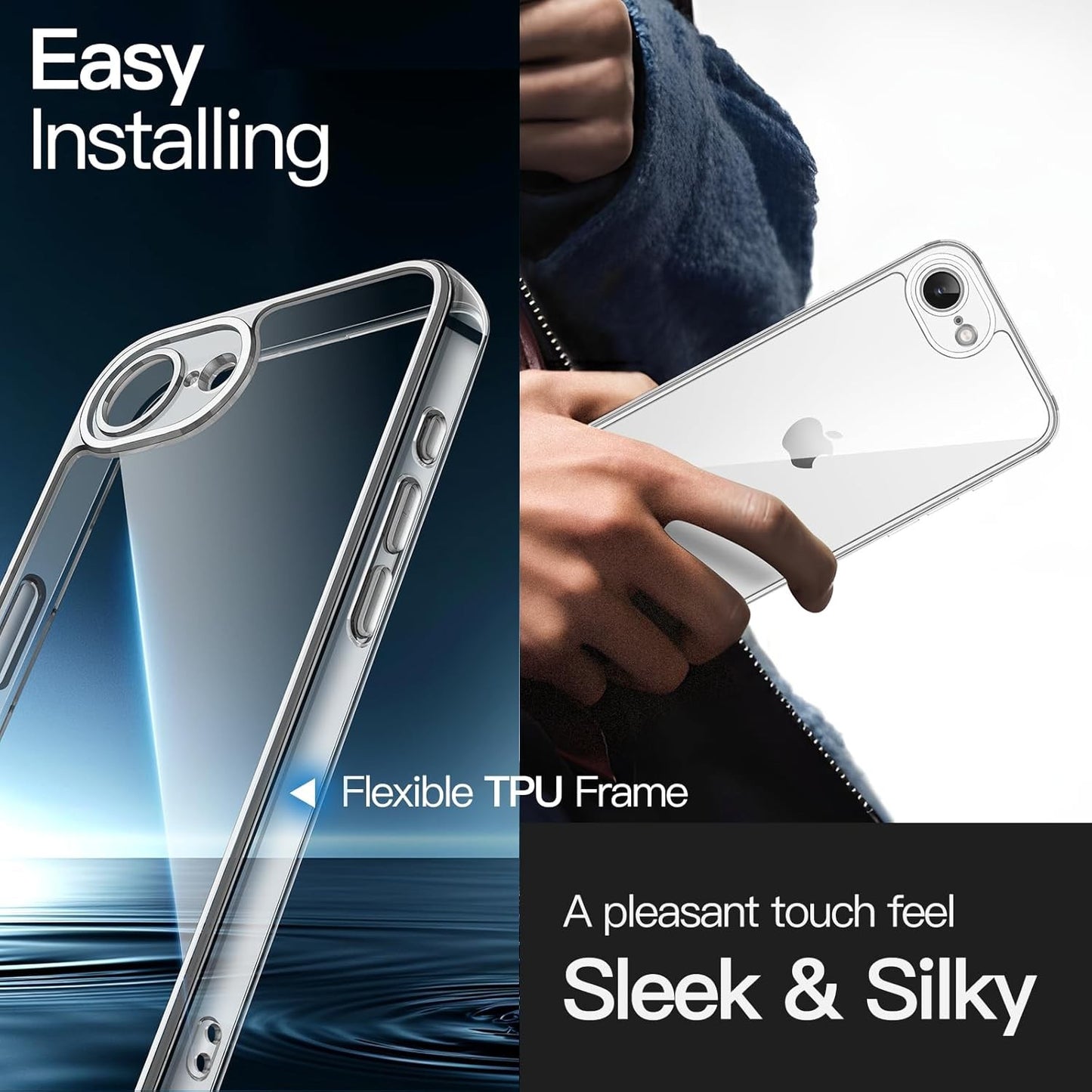 JETech Clear Case for iPhone 16e 6.1-Inch Shockproof Bumper Cover