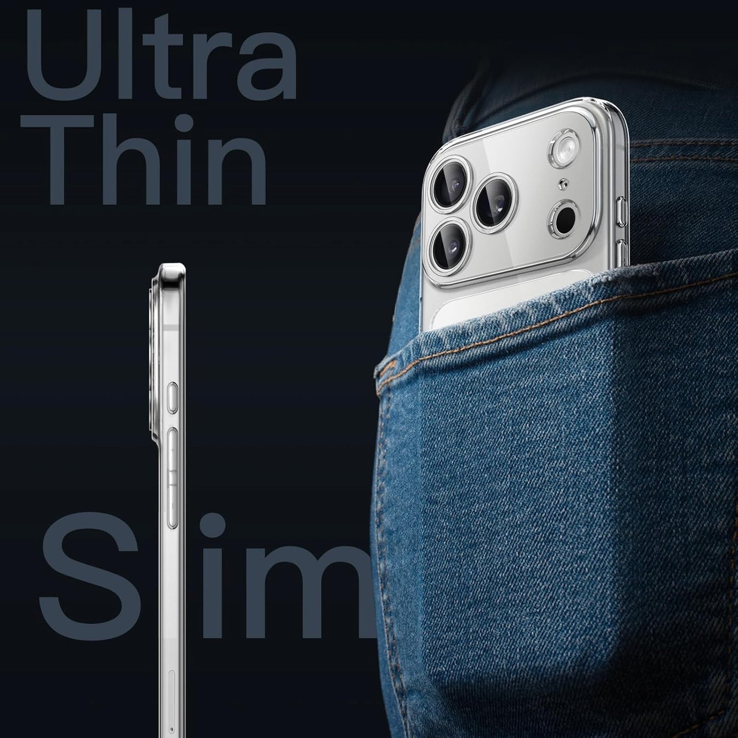 JETech Magnetic Slim Case for iPhone 17 Pro Max Clear Ultra-Thin Protection