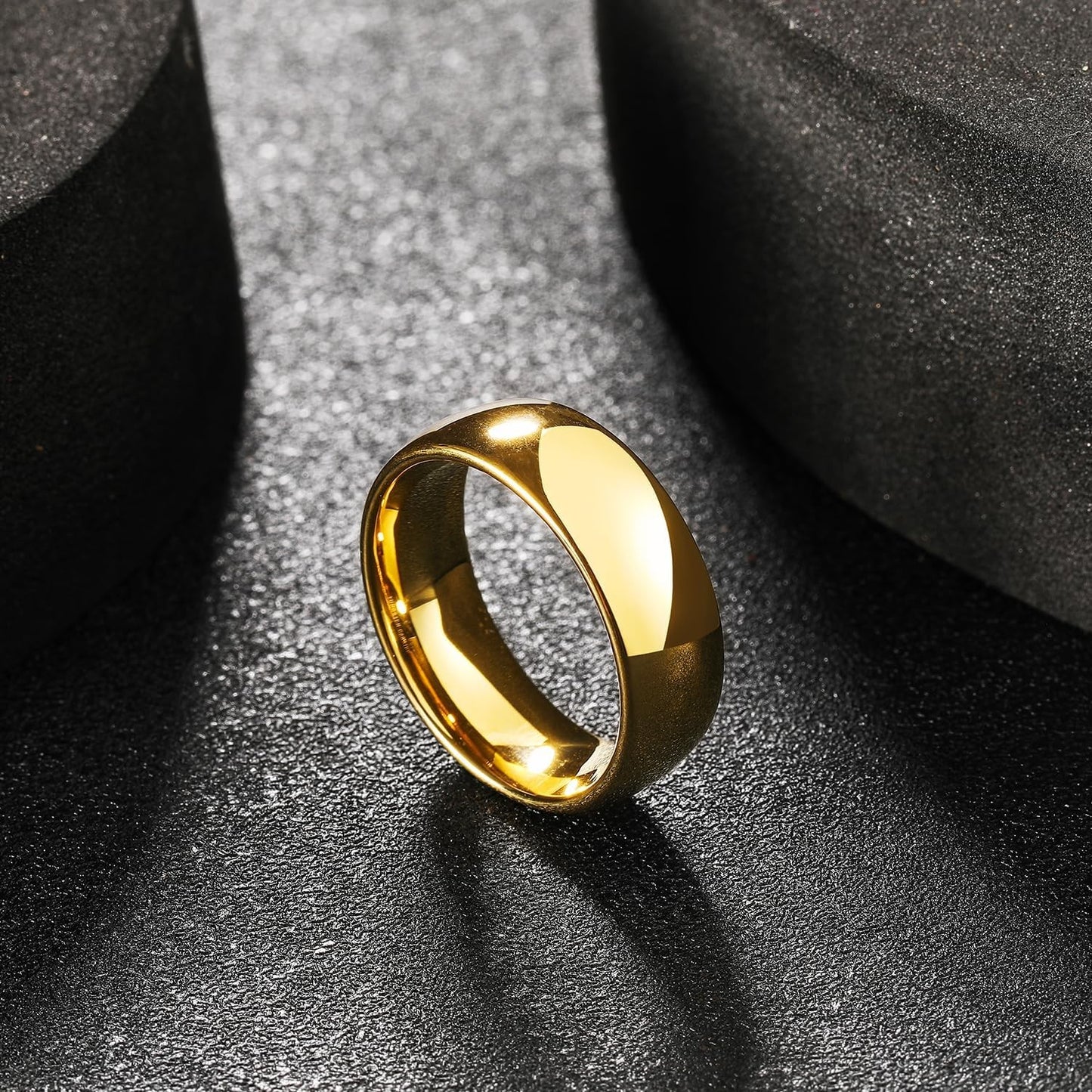 King Will 8mm High Polished Tungsten Wedding Ring for Men Gold Plated Size 9