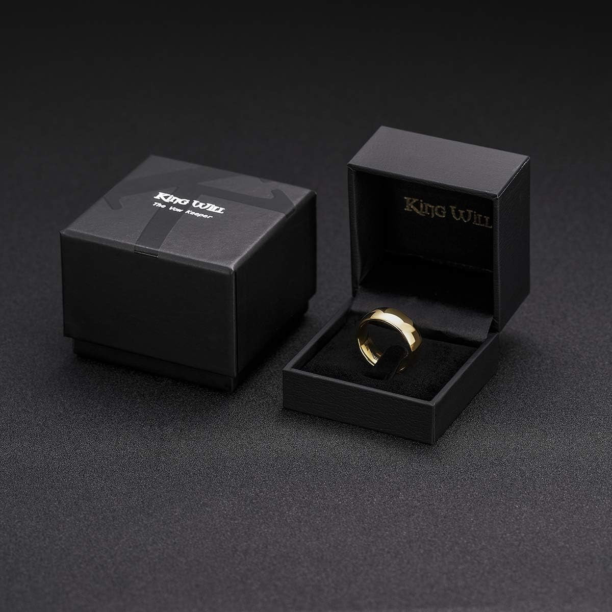 King Will 8mm High Polished Tungsten Wedding Ring for Men Gold Plated Size 9