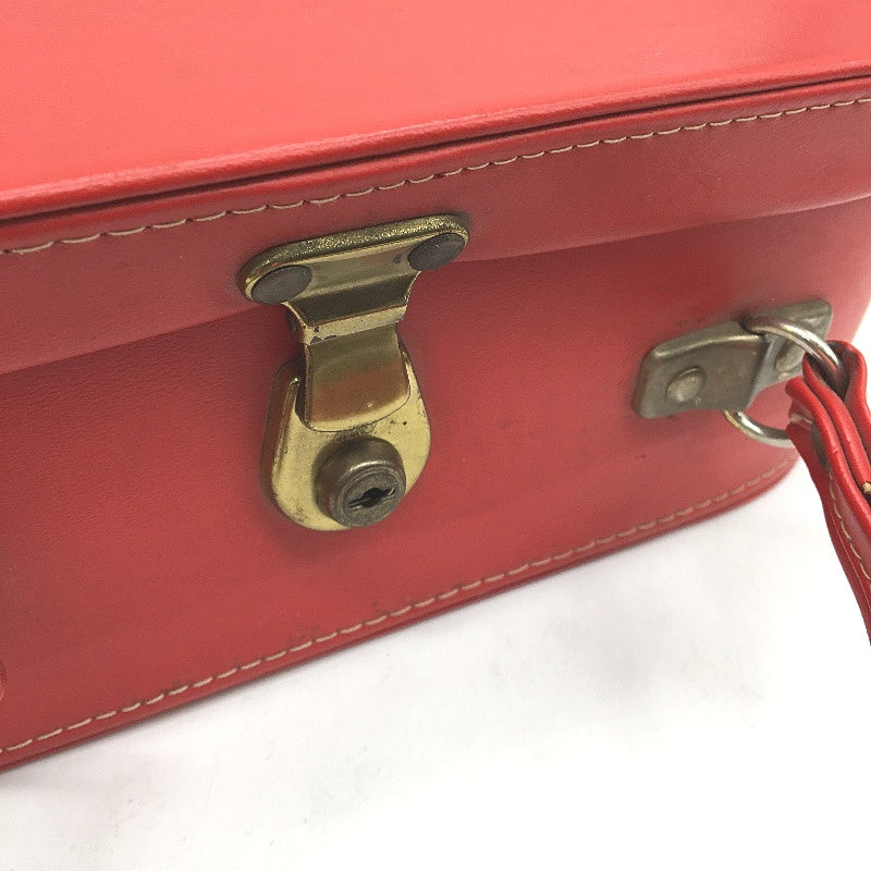 VINTAGE Red Ballerina Motif Vinyl Beauty Case With Mirror & Pink Lining Inside