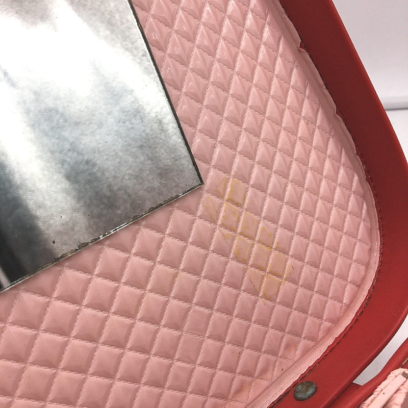 VINTAGE Red Ballerina Motif Vinyl Beauty Case With Mirror & Pink Lining Inside