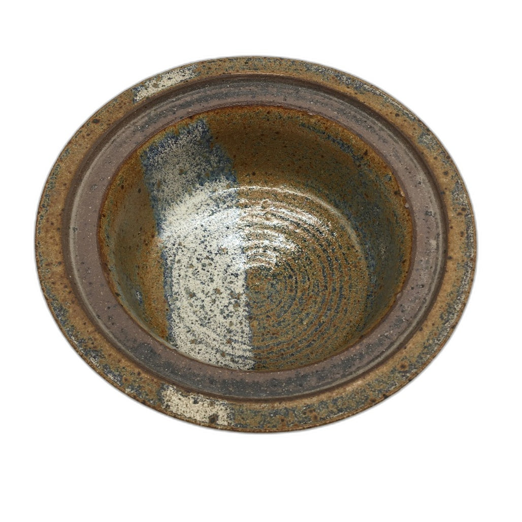 HANDCRAFTED Earthware Pottery Brown Toned Ornate Handled Trinket Dish With Lid