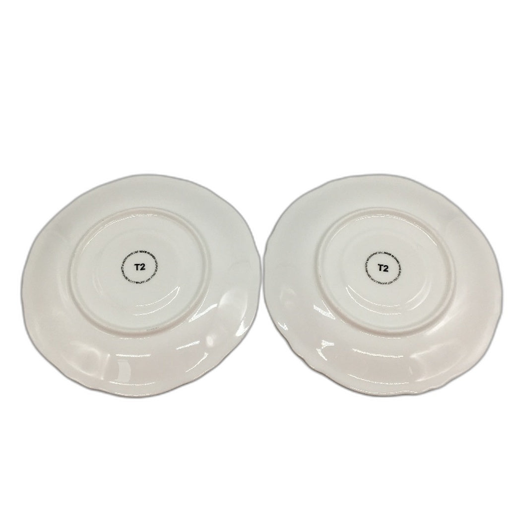 T2 Dishwasher & Microwave Safe Orange Gold Rimmed 4 Piece Tea Cup & Saucer Sets