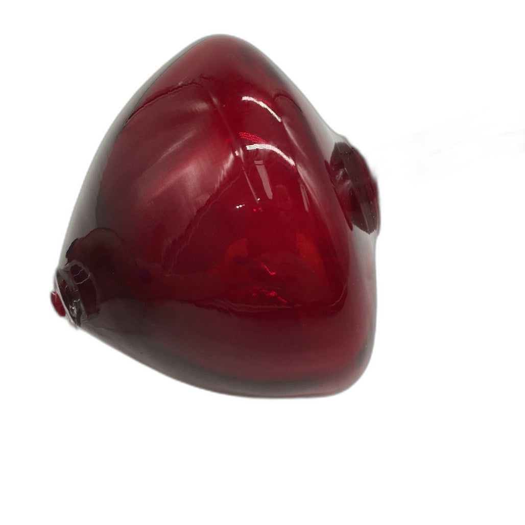 VINTAGE Ruby Red Wide Bodied Glass Vase With Clear Footed Base 18cm