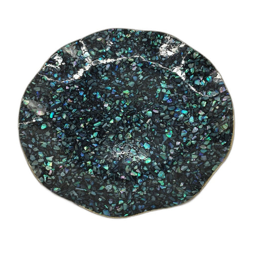 COLLECTABLE New Zealand Natural Paua Shell Resin Trinket Dish 18cm