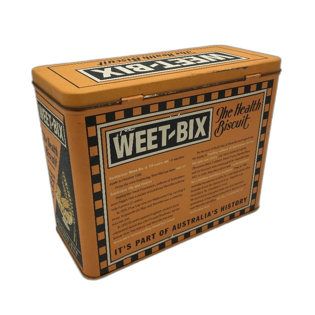 COLLECTABLE 1998 70 Year Anniversary Sanitarium Weetbix Tin & Empty Box Inside