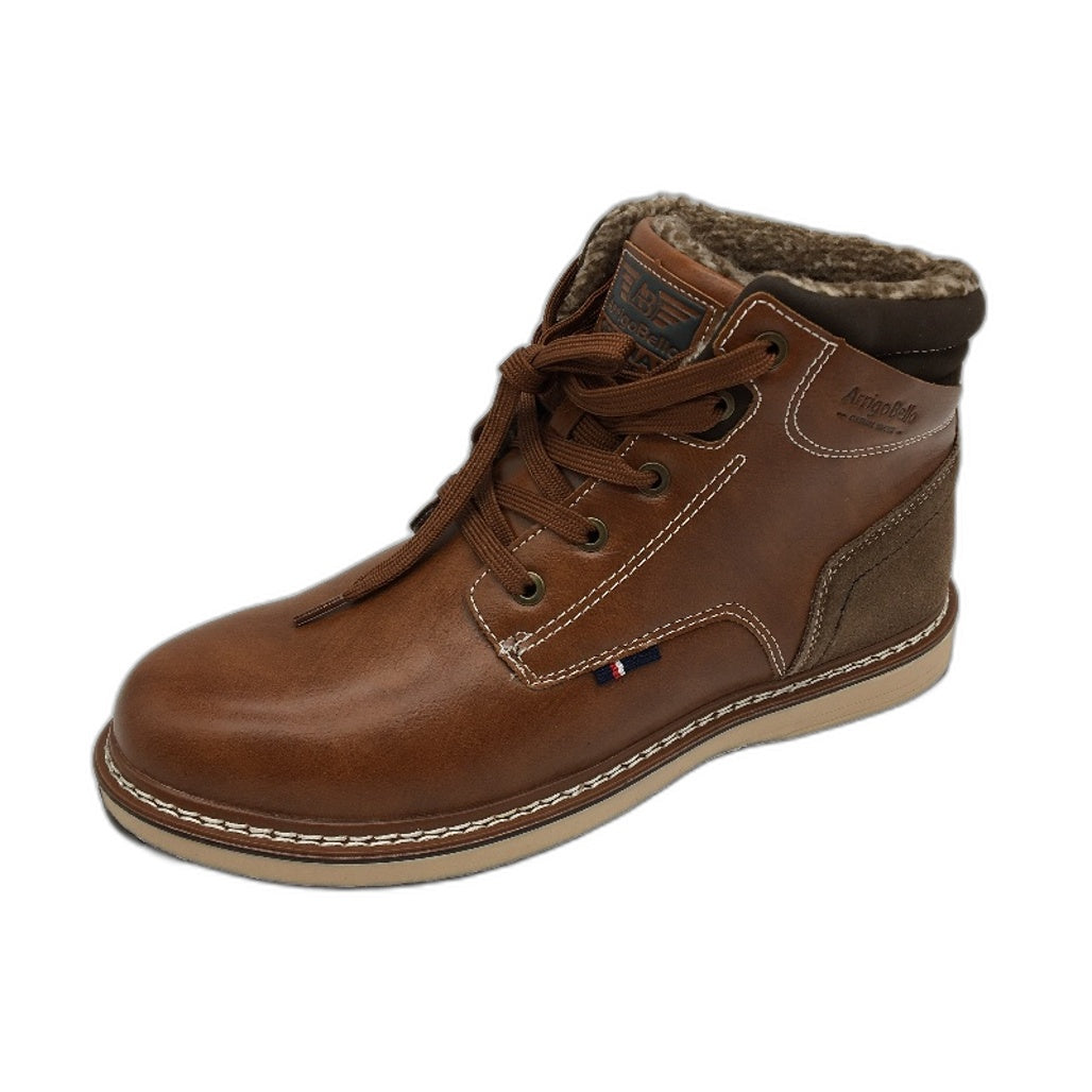 Arrigo Bello Brown Leather Look Fleece Lined Lace Up Boots Mens US 8 EU 41 NEW