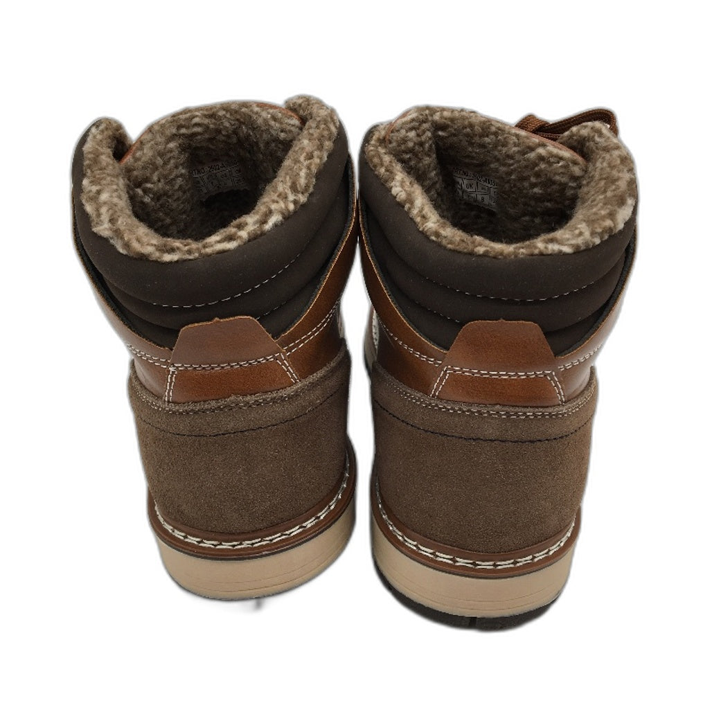 Arrigo Bello Brown Leather Look Fleece Lined Lace Up Boots Mens US 8 EU 41 NEW