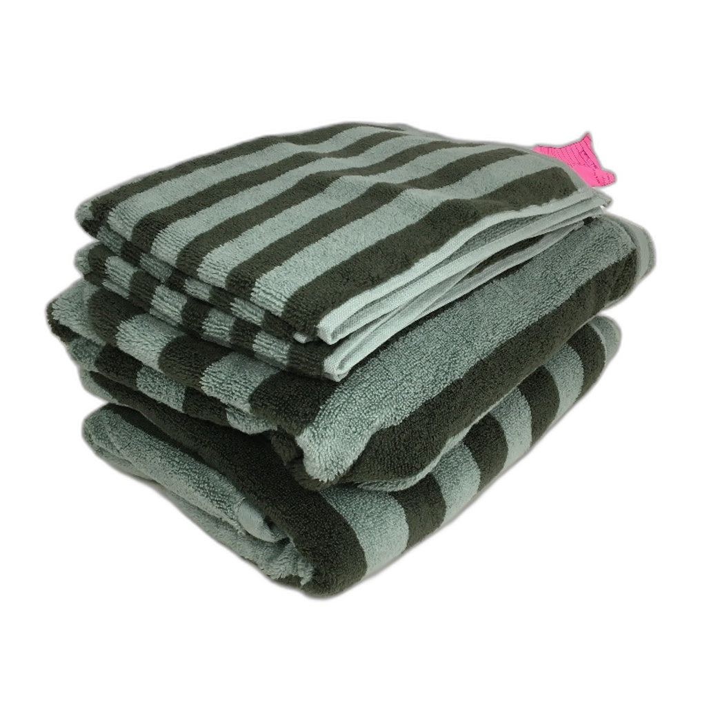 Target 100% Australian Cotton Rayne Green Stripe 3 Pce Bath & Hand Towel Set NEW