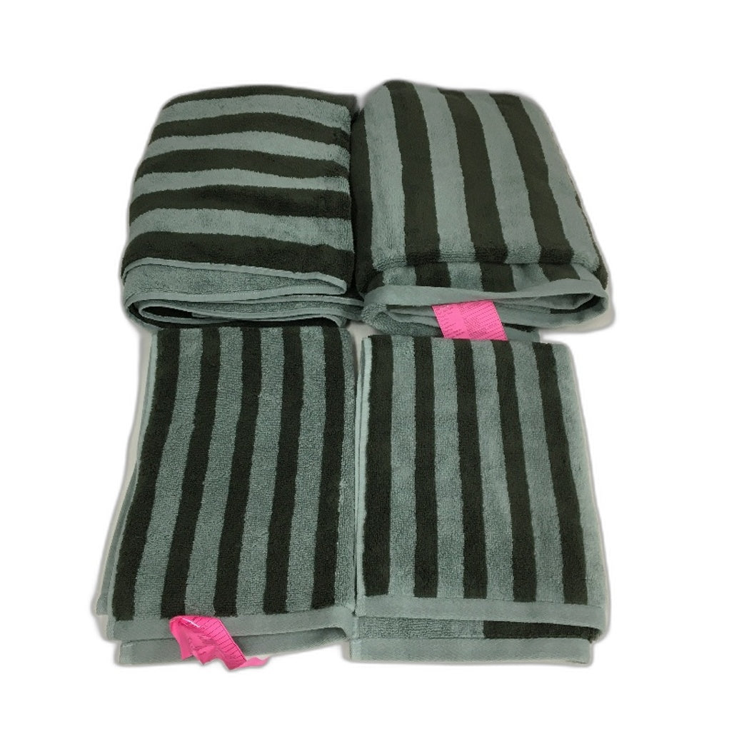 Target 100% Australian Cotton Rayne Green Stripe 3 Pce Bath & Hand Towel Set NEW