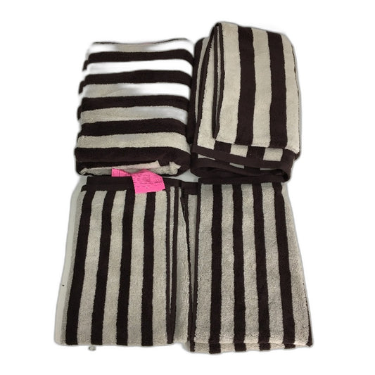 Target 100% Australian Cotton Rayne Brown Stripe 4 Pce Bath & Hand Towel Set NEW