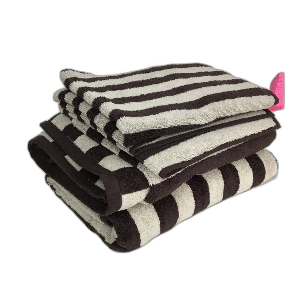 Target 100% Australian Cotton Rayne Brown Stripe 4 Pce Bath & Hand Towel Set NEW