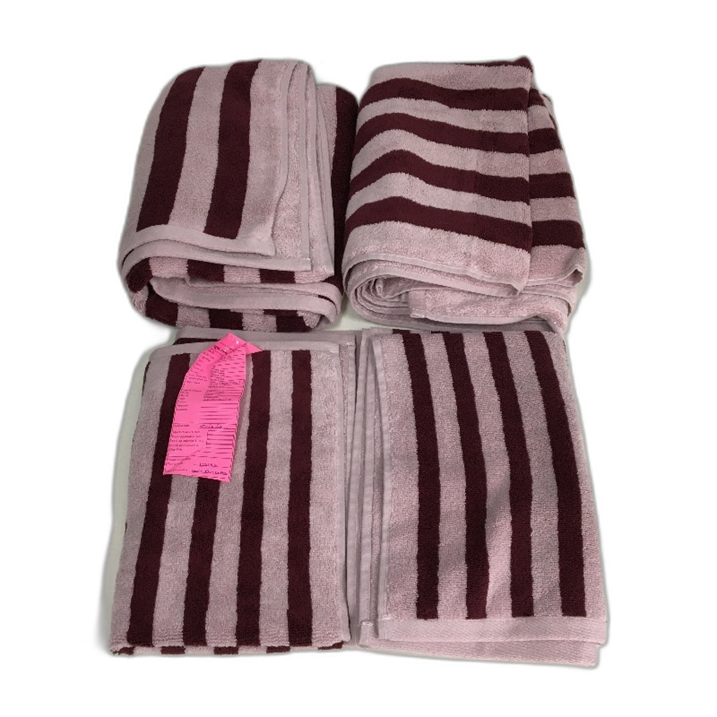 Target 100% Australian Cotton Rayne Pink Stripe 4 Pce Bath & Hand Towel Set NEW