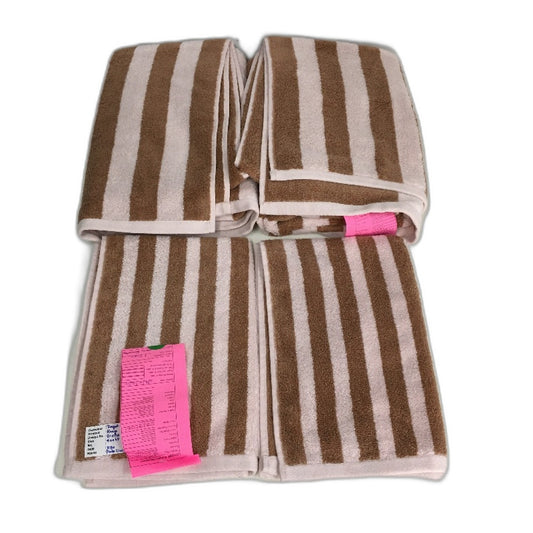 Target 100% Australian Cotton Rayne Mocha Stripe 4 Pce Bath & Hand Towel Set NEW
